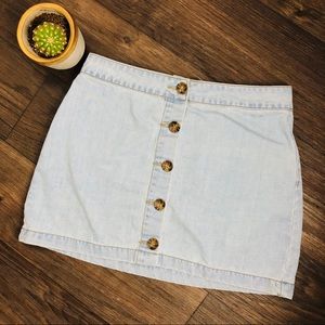 Big Button Denim Mini Skirt